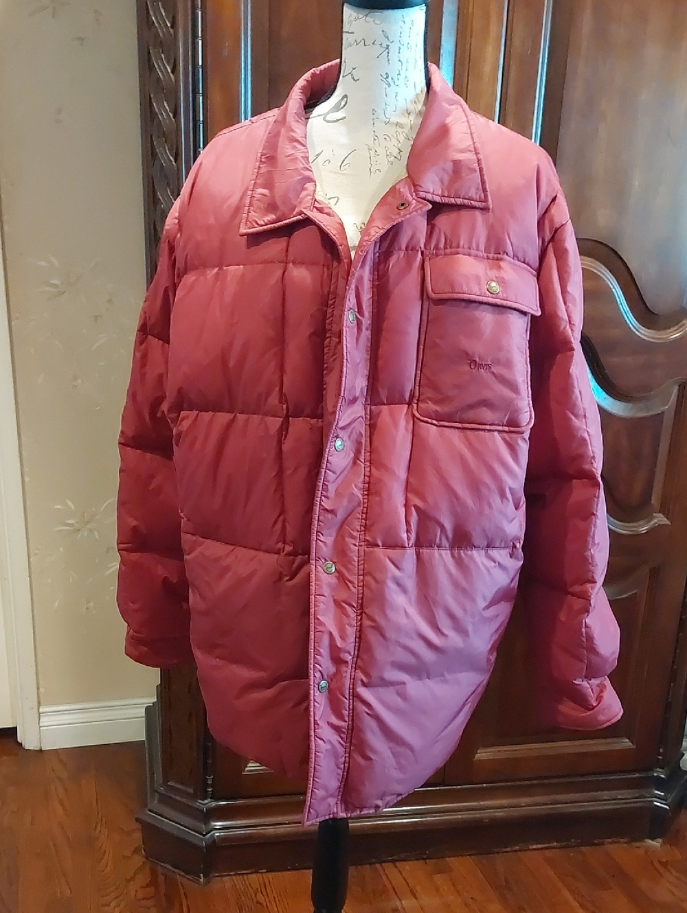Orvis Men's Quilted Puffer Jacket in Deep Rose/Burgundy